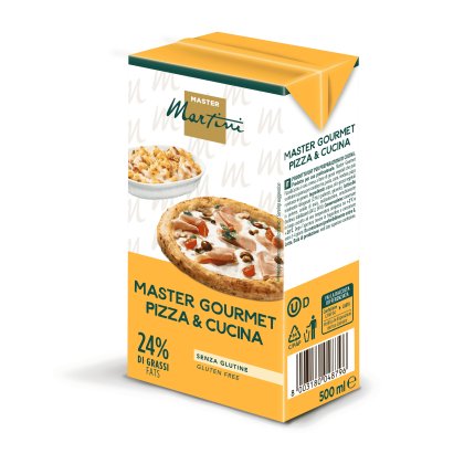 Žuto pakovanje 500ml Master Martini Master Gourmet Pizza & Cucina, bez glutena, 24% masti, za picu i gratin