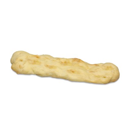 Duga meka vekna hljeba u stilu baguette sa svijetlo zlatnom korom, postavljena dijagonalno na bijeloj podlozi.