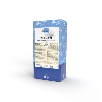 Plavo-bijela kutija od 1 litre tekuće baze Martini Gelato Bianco za profesionalni sladoled.