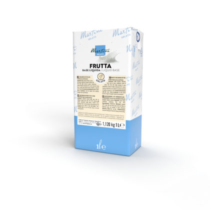 Kutija tečne baze Martini Gelato Frutta, 1 litar, u bijelo-svijetloplavom pakovanju.