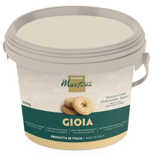 Siva plastična kanta od 10 kg sa kremom Master Martini Gioia, za kreme, mućeno tijesto i tijesta.