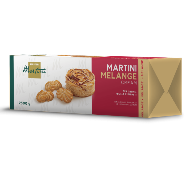 Kutija Master Martini Melange krema, 2500g, sa pecivom i prhkim keksima na ambalaži.